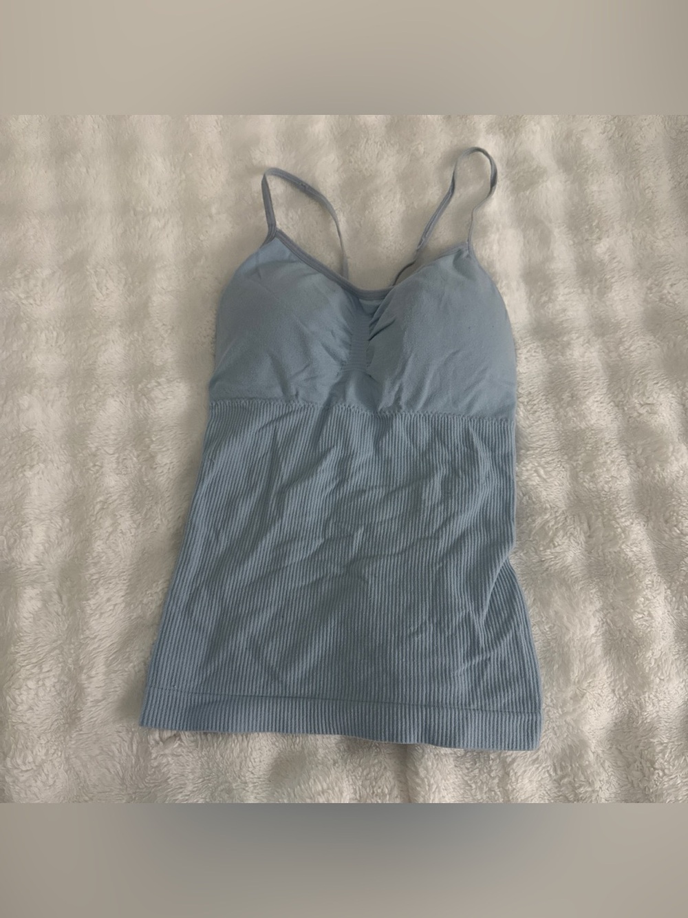 No Boundaries Light Blue Ribbed Cami with Built-In Shelf Bra